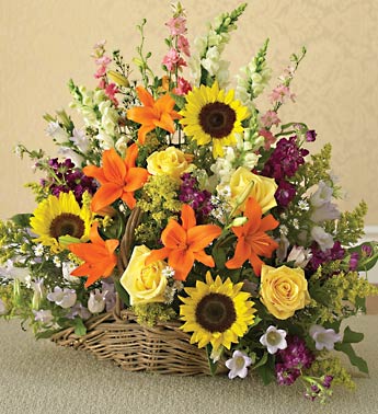 Sympathy fireside basket arrangement