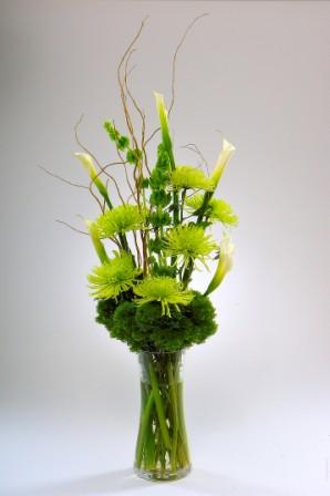 Tall dramatic green arrangement