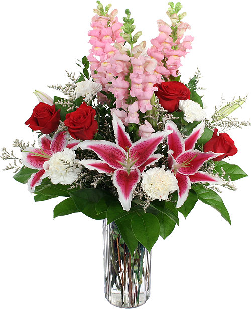 Romantic pink and red flower mix